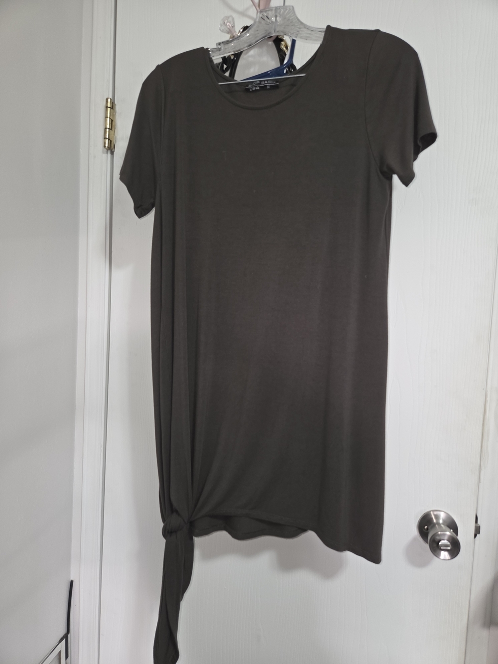 Shop Basic USA Olive Green Short Sleeve Side Tie Dress | Medium